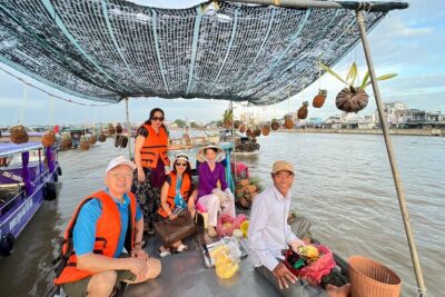 HCM: 2-Day Mekong Delta Floating Market with Cooking & Bike Ride - My Tho port to Ky Lan (Unicorn) Island: fruit, honey tea, and small-canal rowing