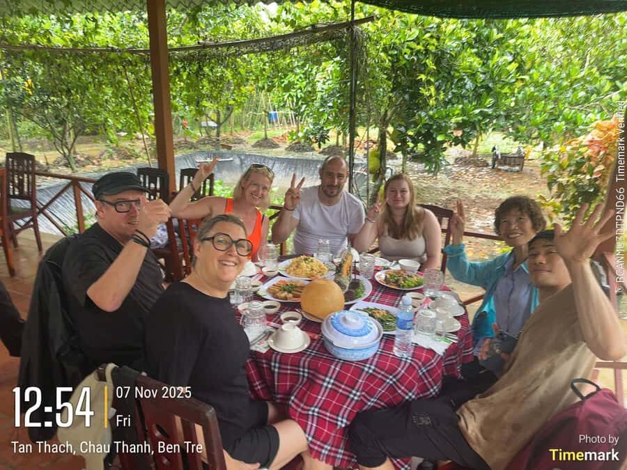 HCM: Authentic Mekong Delta - Boat, TukTuk, Khot Cake Making - Coconut Island, fruits, and honey stops: sweet learning with tastings